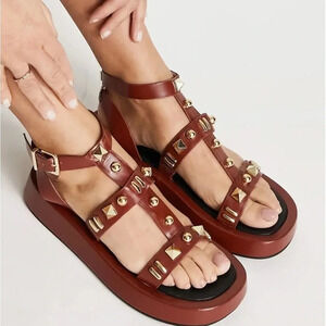 River Island Brown Gladiator Sandals- Size 7